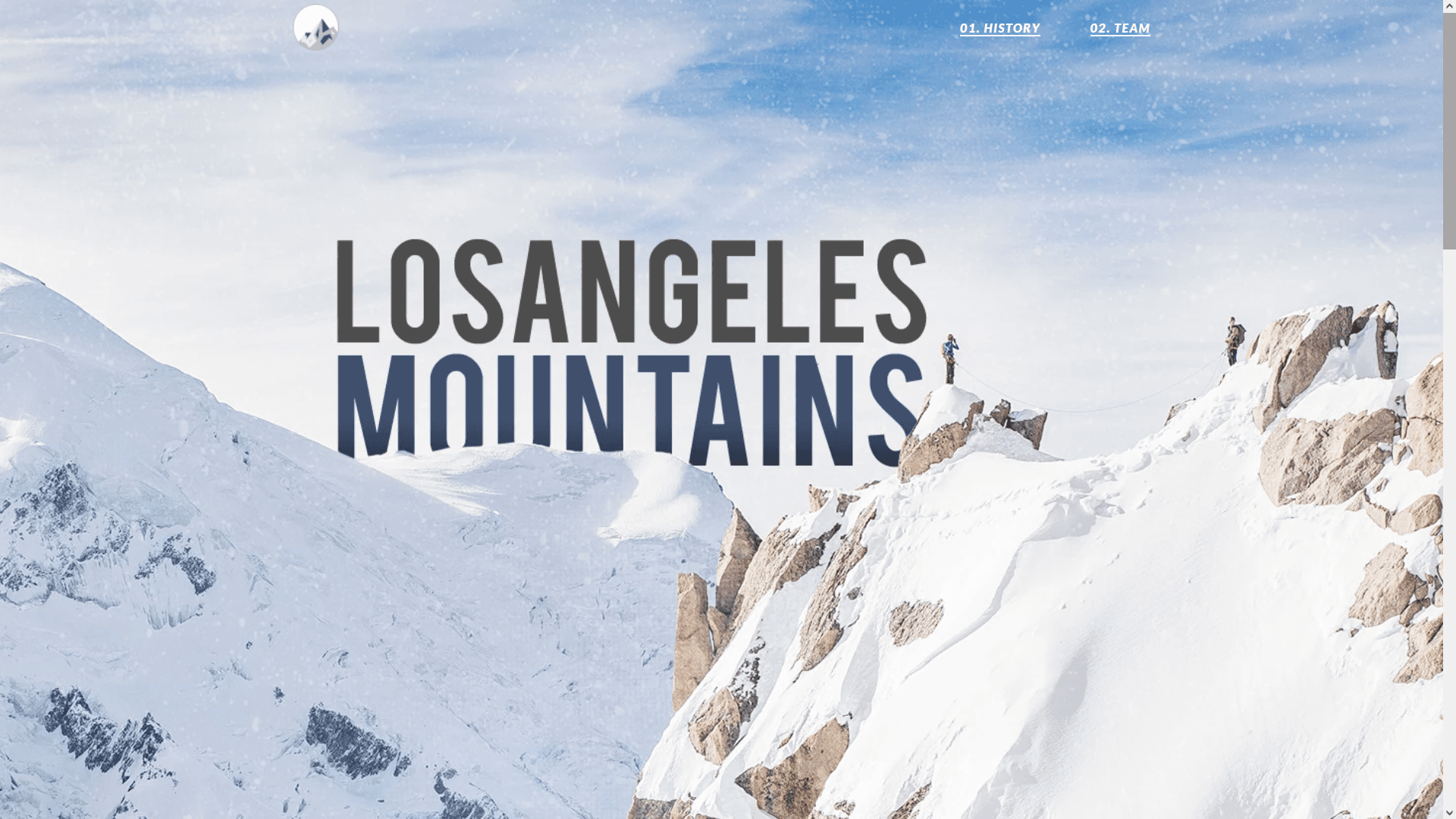 Home page for a mountain touring company in Los Angeles