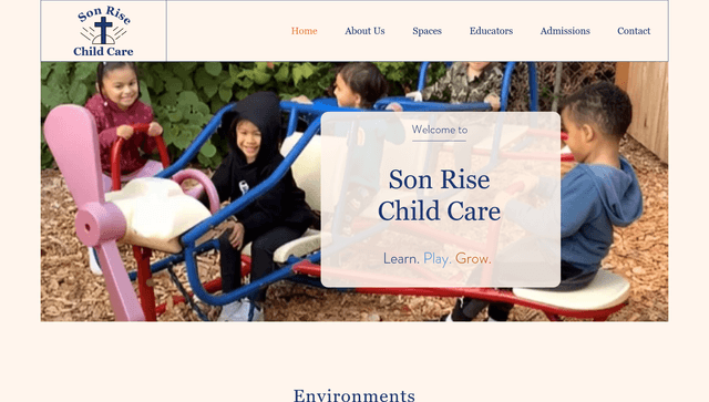 Fun, colorful, relaxing homepage for a daycare center
